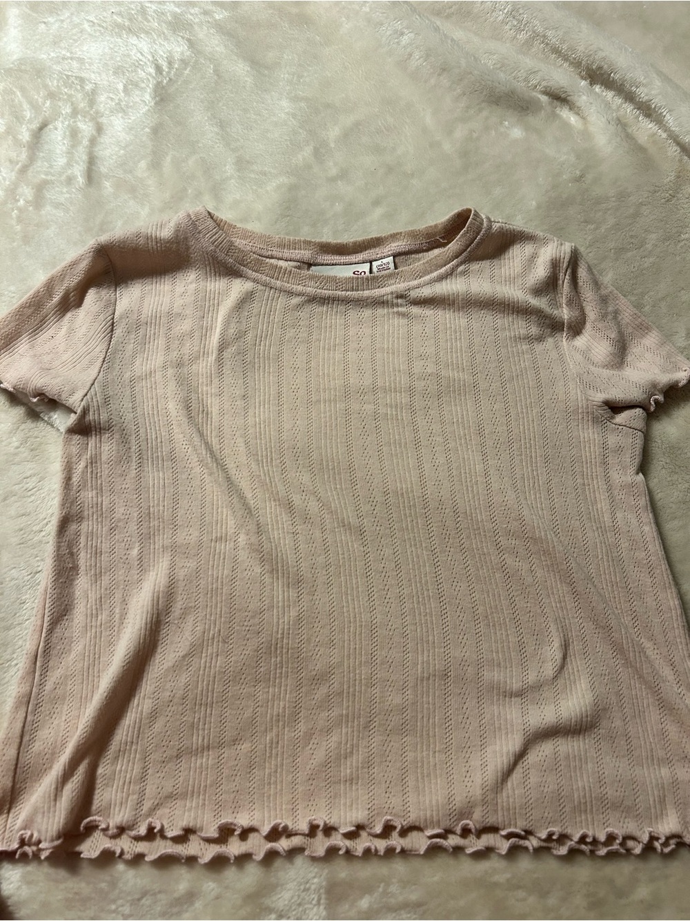 SO Short Sleeve Ribbed Tee - Light Pink